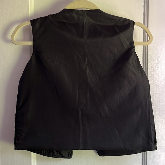 Vintage Beaded Velvet Vest Black & Silver Traditional Folk Embroidered - Picture 5 of 11